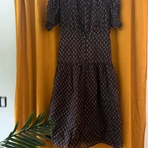 Daughters of India Black and Brown Midi Dress